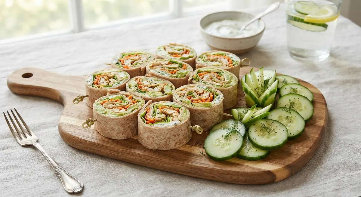 Tasty Chicken Wrap Pinwheels with Crisp Cucumber Slices